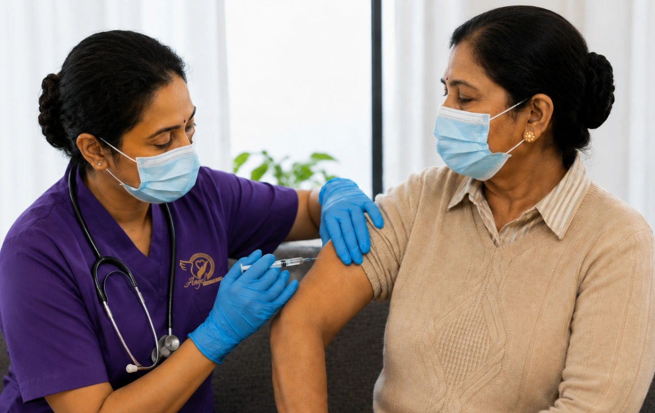 Lab test sample collection at home in Trivandrum by Angel Health Care technician