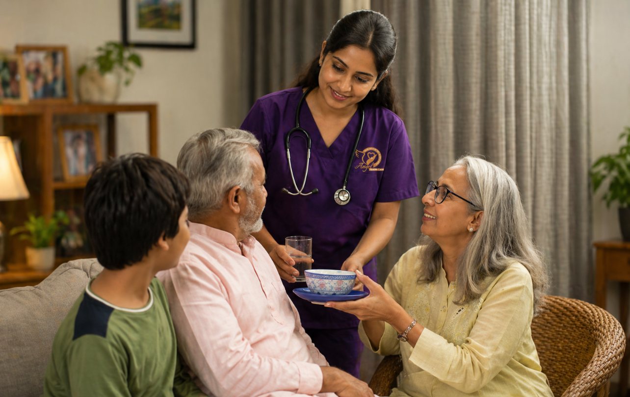 Healthcare allied health professionals providing home therapy