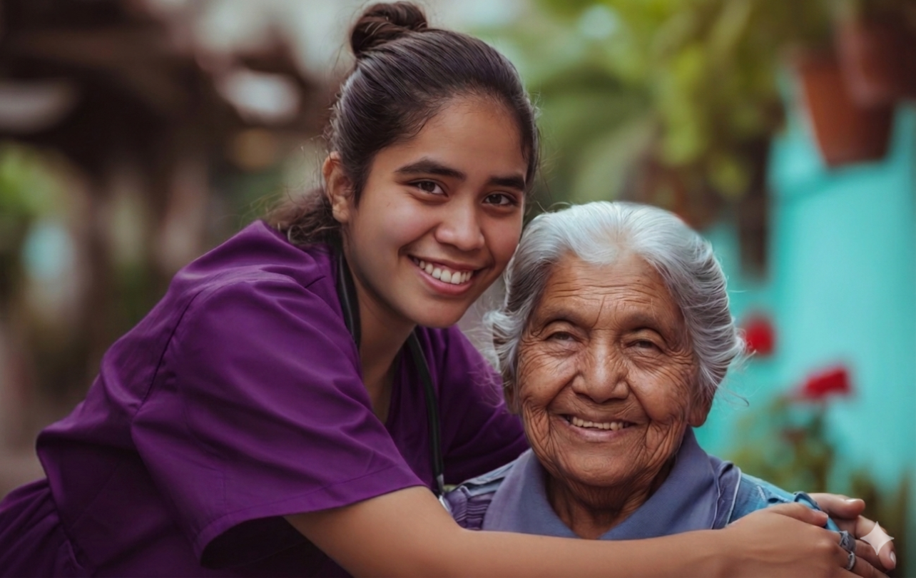 nurse caring patient at home