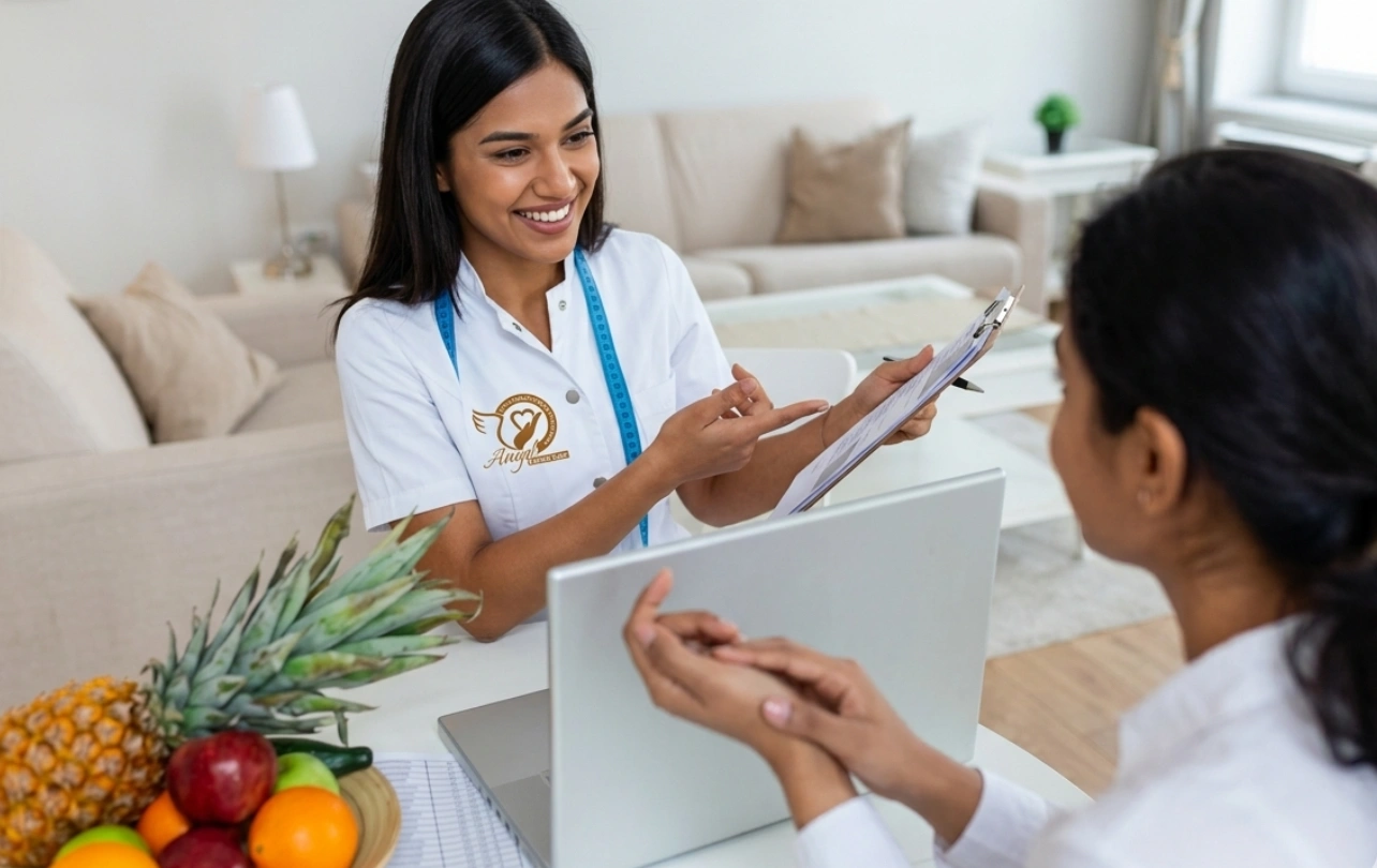 Professional dietician discussing personalized meal plans with patient