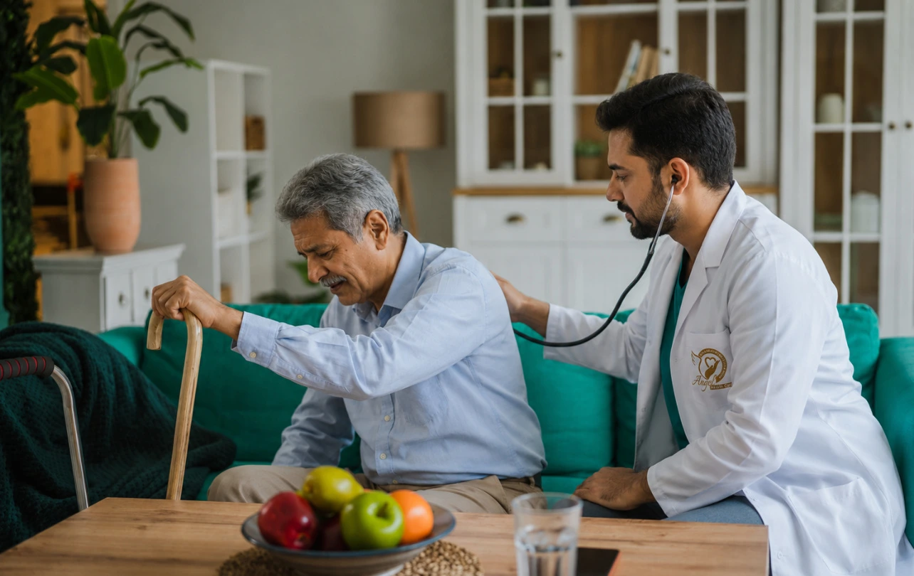 Doctor consulting a patient at home
