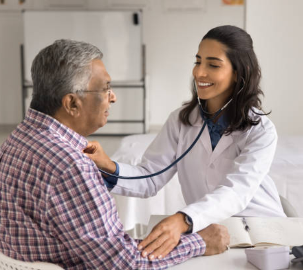 nurse monitoring elderly patient health