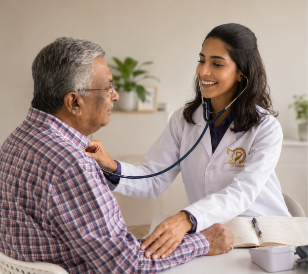 nurse monitoring elderly patient health