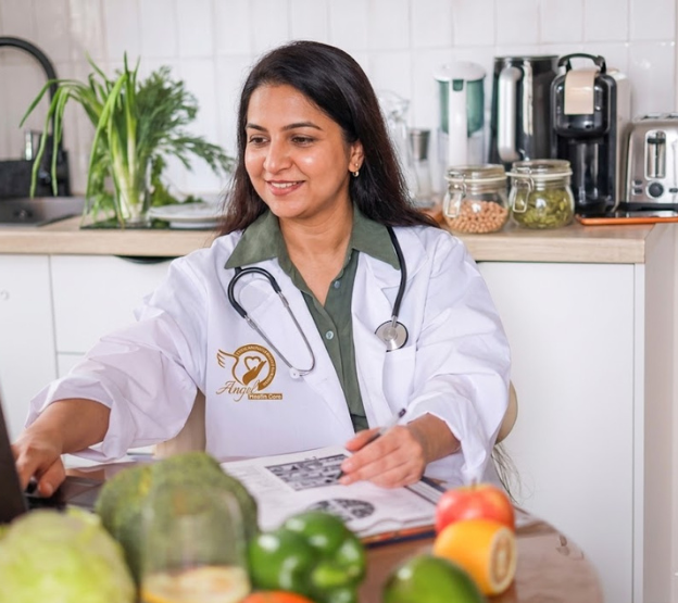 Dietician preparing healthy nutrition plan for patient care