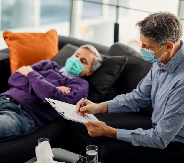 Healthcare professional visiting patient home