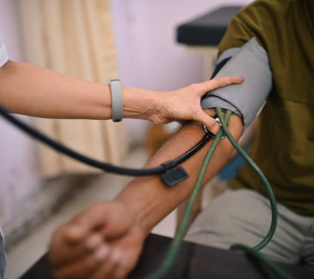 Elderly patient receiving home healthcare support
