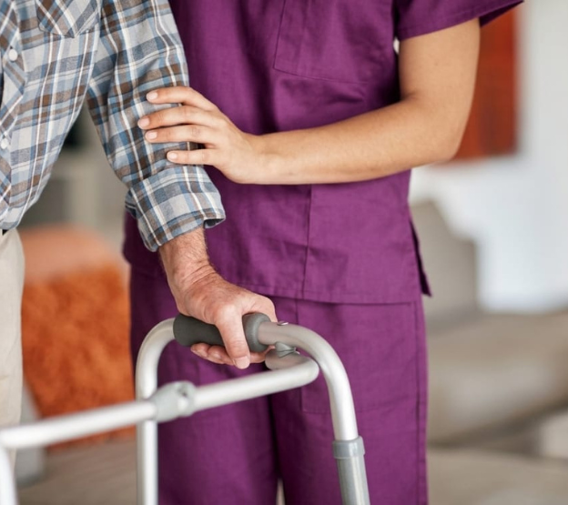 Compassionate home nurse supporting patient recovery