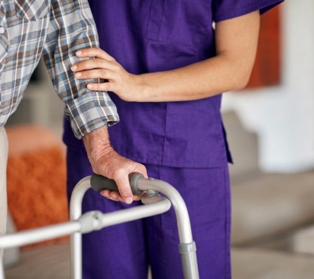 Compassionate home nurse supporting patient recovery