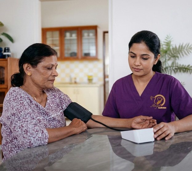 Home healthcare nurse supporting patient recovery