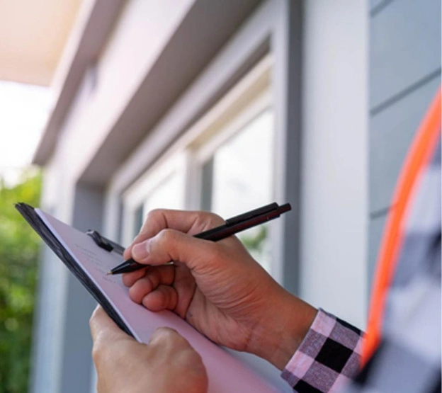 Homeowner consulting maintenance experts for property upkeep and safety