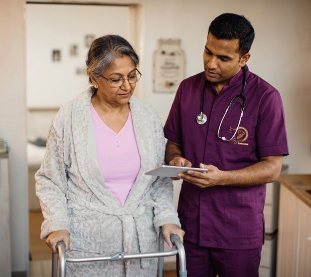 General physician providing healthcare services at home