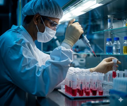 Lab technician conducting tests